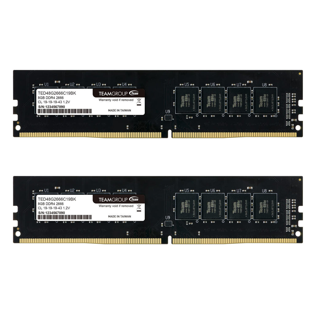 TEAMGROUP Elite DDR4 8GB Single 2666MHz PC4-21300 CL19 Unbuffered Non-ECC 1.2V UDIMM 288 Pin PC Computer Desktop Memory Module Ram - TED48G2666C1901