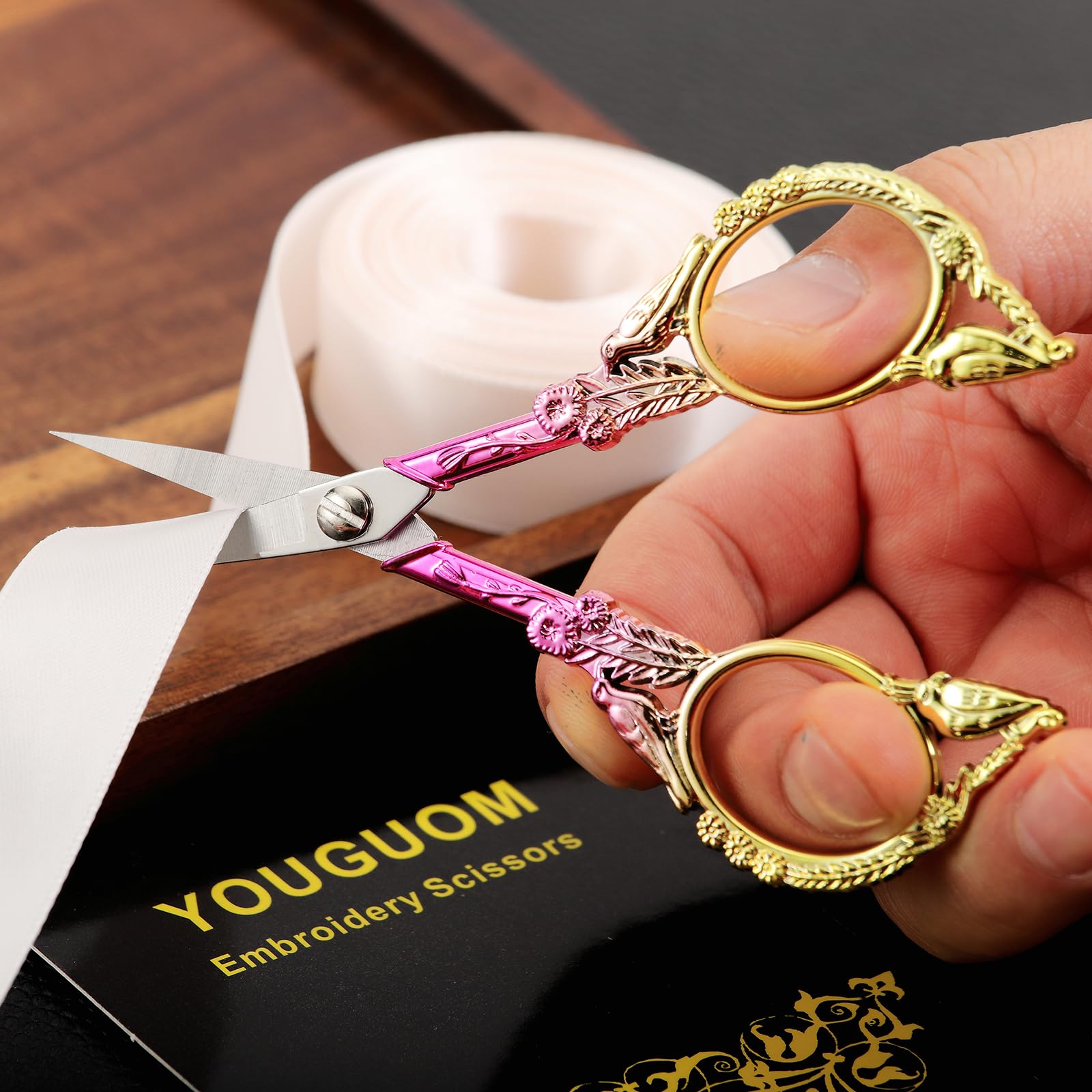 YOUGUOM Small Craft Scissors, Little Travel Sharp Embroidery Scissors All Purpose, Straight Tips Mini Sewing Shears, Precision Detail Thread Cutting Snips