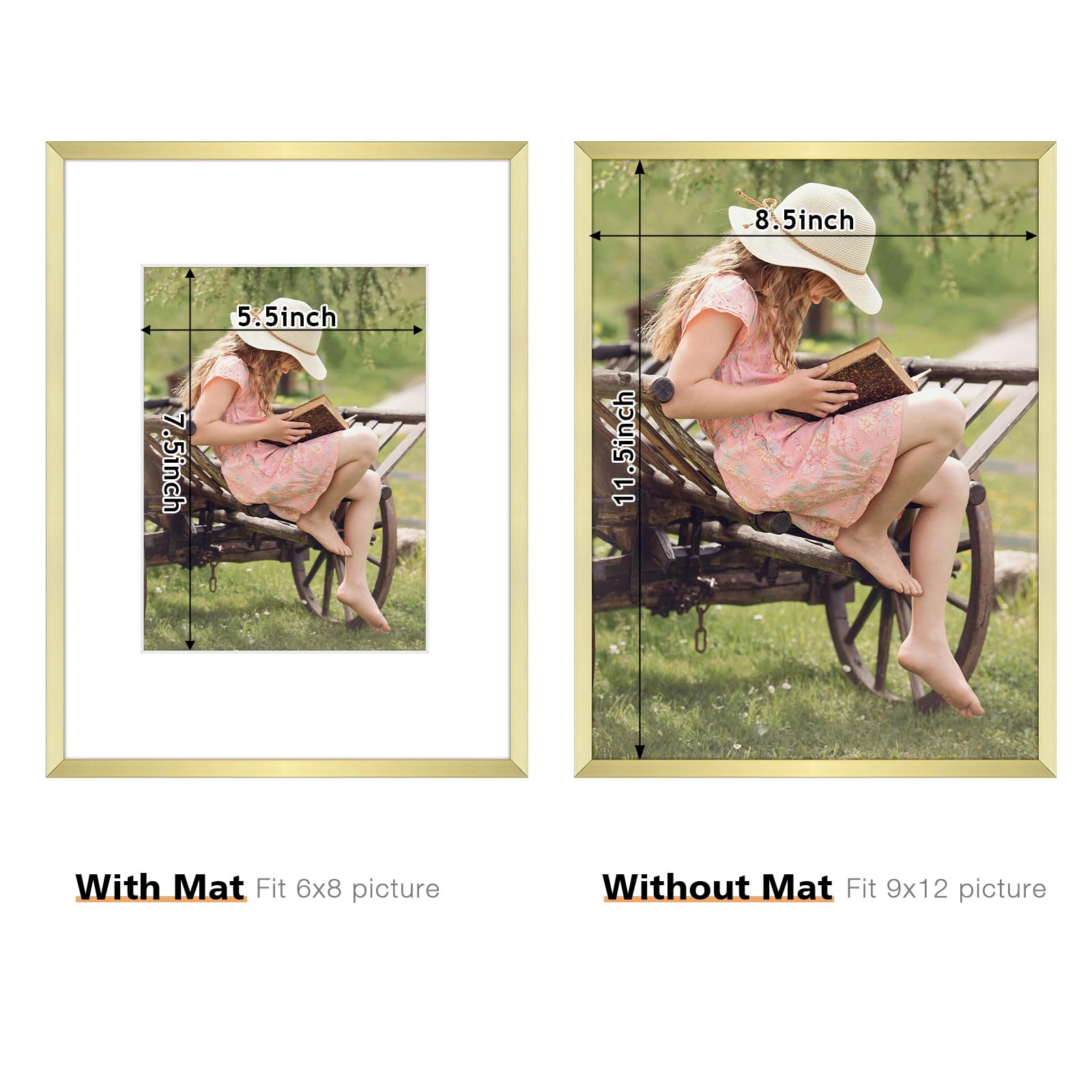 Frametory, 6x8 Aluminum Picture Frame - 6 x 8 Black Frame with Removable Mat for 5 x 7 Photo - 6 by 8 Durable Metal Frame with Real Glass - Sawtooth Hanger for Easy Wall Display - 1 Pack
