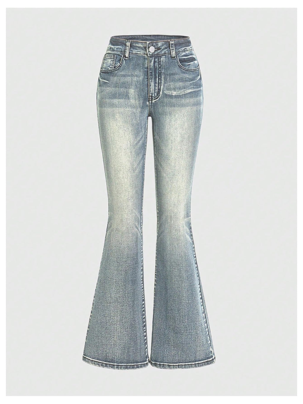 MakeMeChic Women's Bell Bottom Jeans Stretchy Flared Jeans Embroidered Y2K High Waist Denim Pants