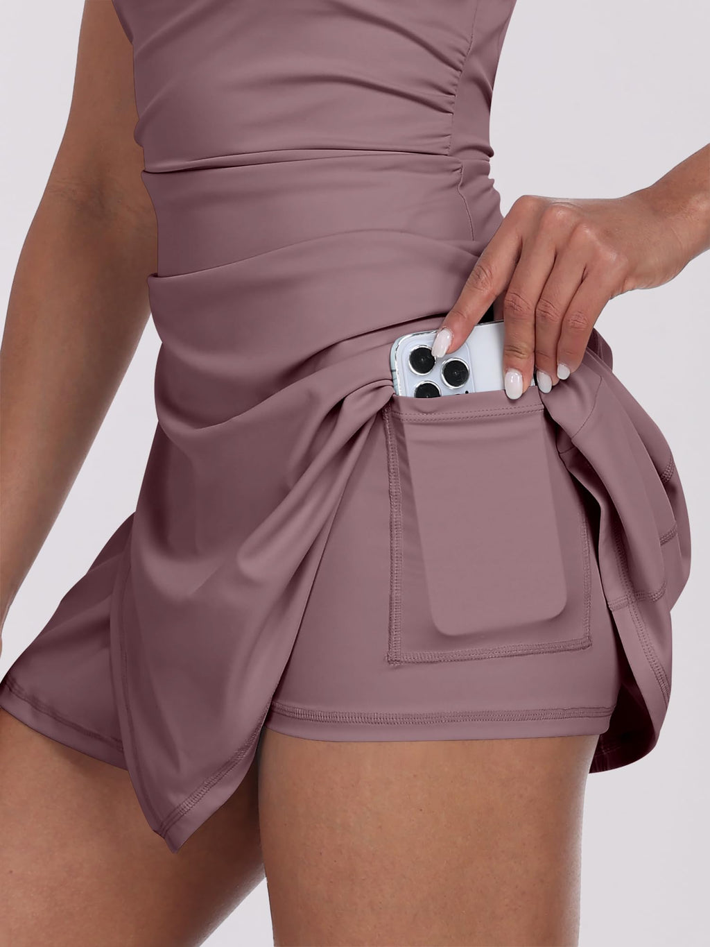Caracilia Womens Tennis Dress Built in Shorts Square Neck Sleeveless Workout Athletic Mini Skort Dress Golf Summer Outfits