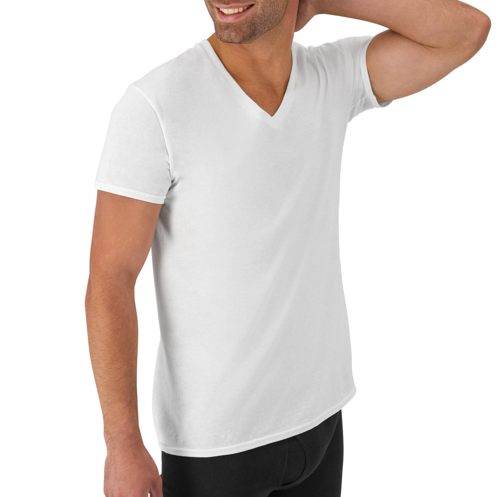 Hanes Men's Undershirts T-Shirt Pack, V-Neck Cotton Tees for Men, Moisture-Wicking, Odor Control, White Multi-Pack