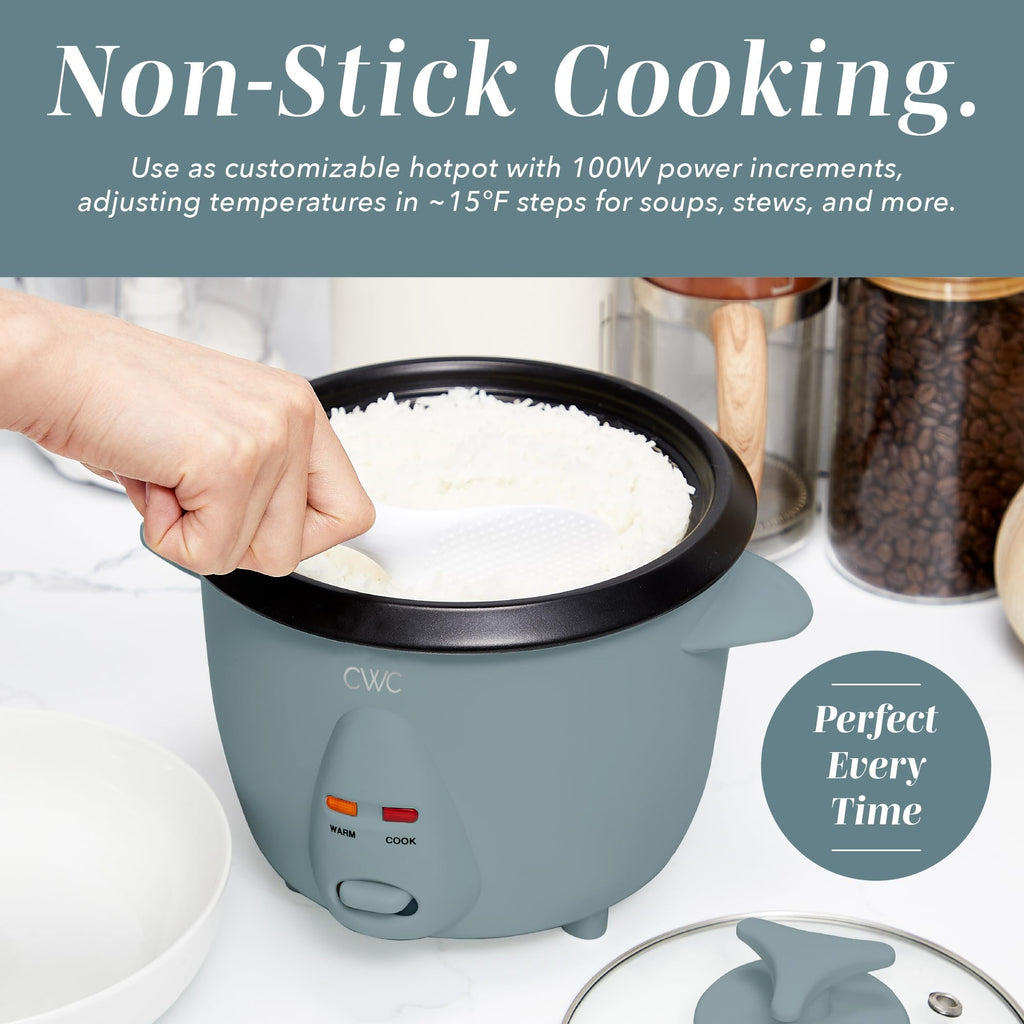 COOK WITH COLOR 6 Cup Rice Cooker 300W - Effortless Cooking and Perfectly, Cooks 3 Cups of Raw Rice for 6 Cups of Cooked Rice, Floral Blue