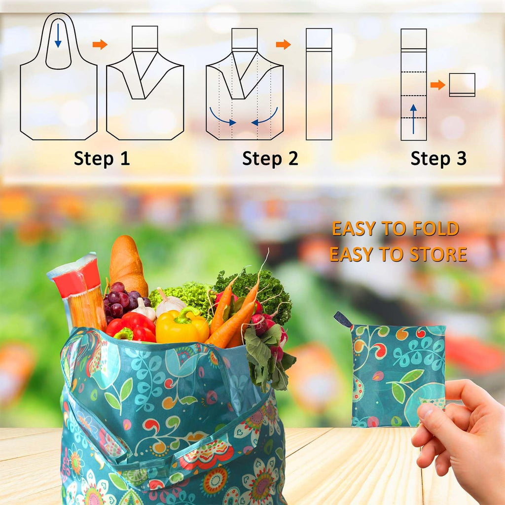 Bolsas de compras reutilizables para comestibles, paquete de 4 de 50 libras bolsas plegables grandes y lavables para mercado, compactas para un fácil almacenamiento, bolsas de tela ligeras y