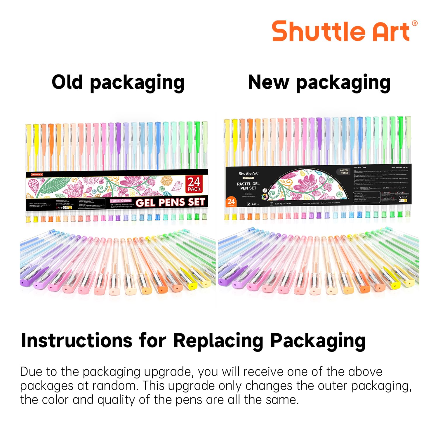 Shuttle Art Pastel Gel Pens, 24 Pastel Milky Colors Gel Pen for Black Paper, Adults Coloring Books Drawing Doodling Crafts Scrapbooking Journaling