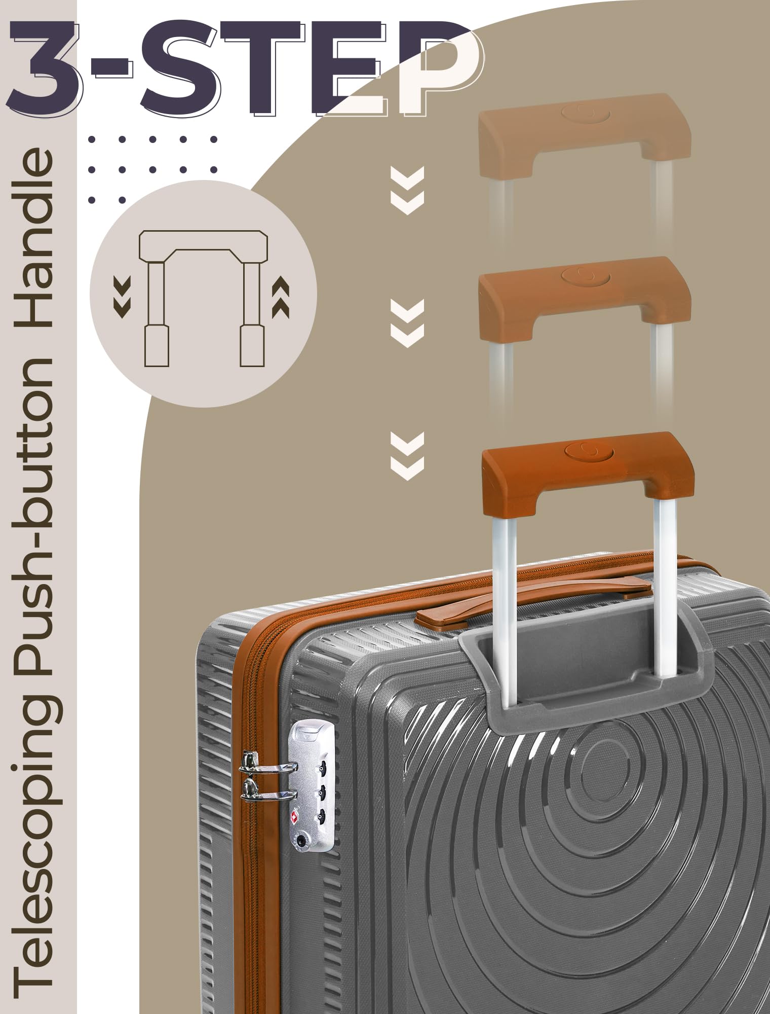 CONCEPTEN Luggage Sets,Suitcases with Wheels, Hardshell Suitcase Set, PP Carry on Luggage Set with TSA Lock, Travel Luggage (Black, Bag Type)
