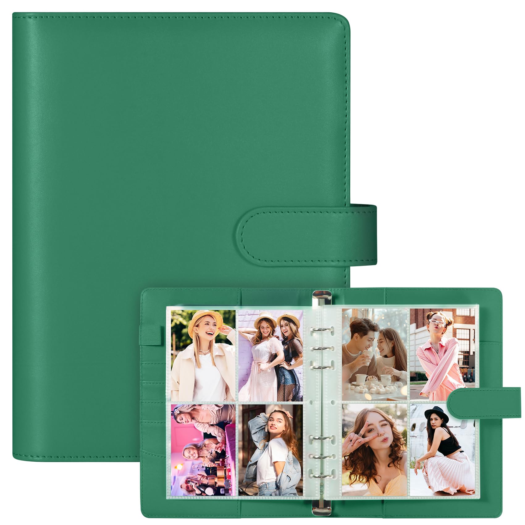 A5 Kpop Photocard Binder with 30 Pack 4-Pocket Card Pages, 6 Ring A5 Binder Card Collector Album with 240 Card Slots,PU Leather Binder Cover with Magnetic Buckle Closure for Organizing Trading Card
