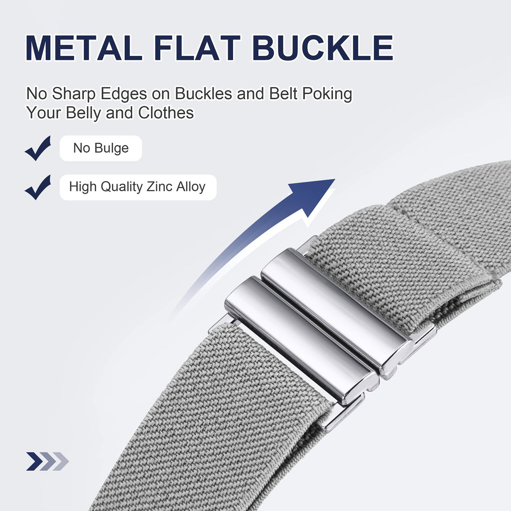 TOURZOO No Show Invisible Belt for Women/Men Elastic Web Strap Waist Stretch Belt with Flat Buckle for Jeans Pants Dresses