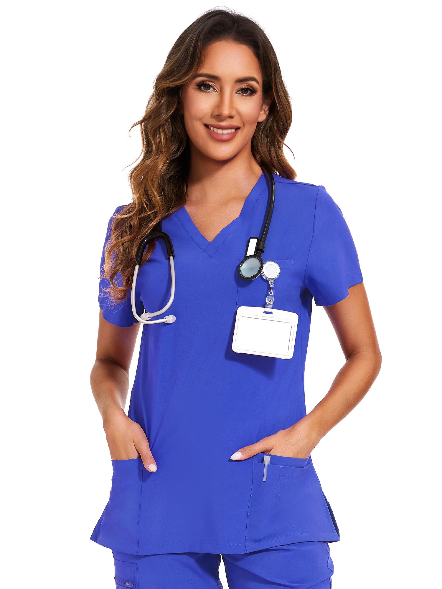 COZYFIT Scrub Tops for Woman - Soft Stretch, V-Neck Top Scrubs with 3 Pockets, Easy Care for Women