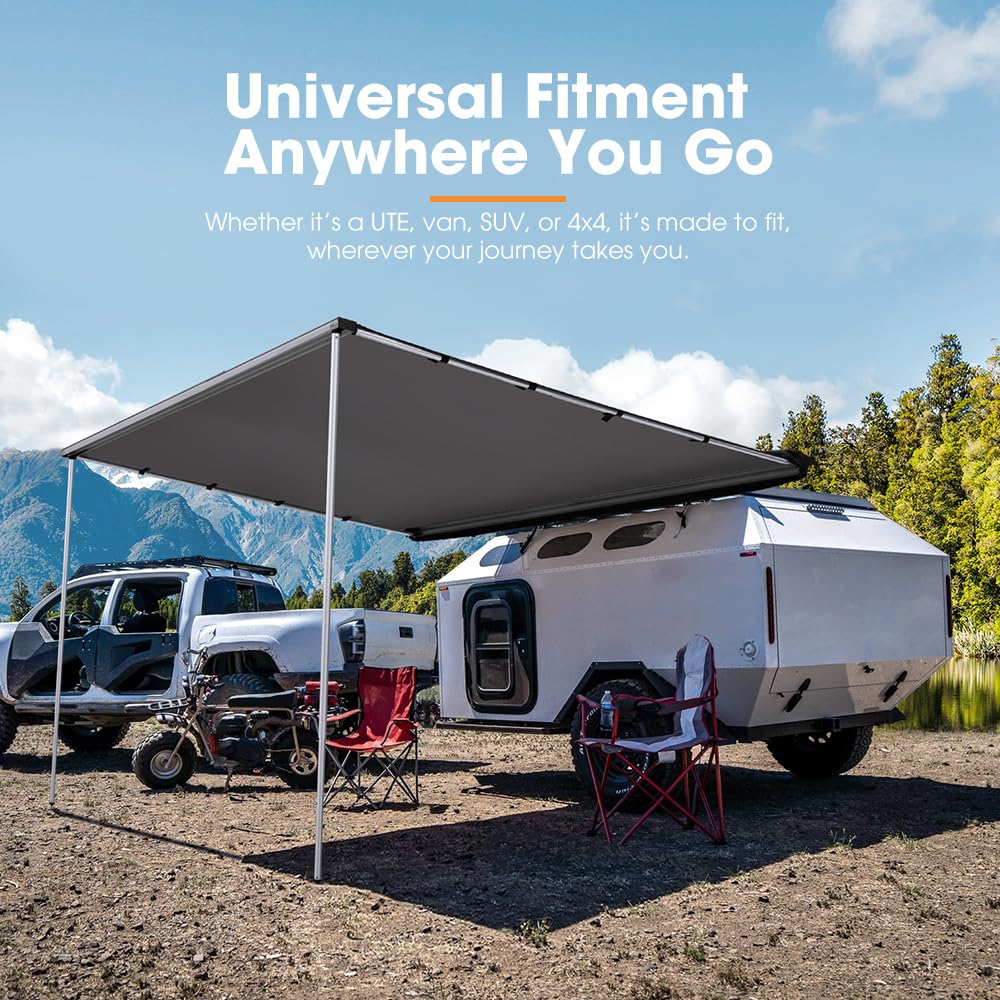 SanHima Vehicle Awning 4.6ft x 6.6ft - Roof Rack Pull Out Side Awning 30ft² Sun Shade UPF50+ Weatherproof for Camping Car SUV Truck Van