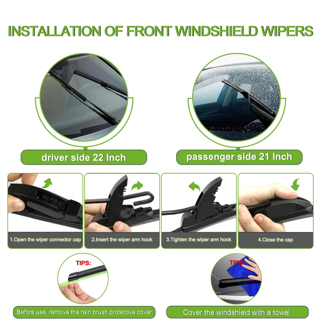 PARRATI® Windshield Wipers for Jeep Wrangler 2007-2017/Wrangler JK 2008-2018,15"+15" Front and 13" Rear,OEM Replacement Wiper Blades,Quiet & Streak-Free(Set of 3)