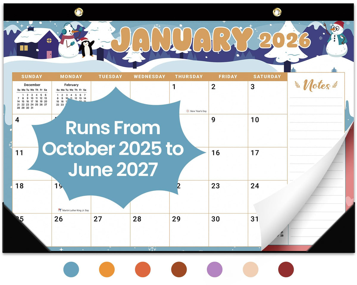 Desk Calendar 2026-2027, 21-Month Calendar Runs Until June 2027, Large 17" x 12" Monthly Desktop & Wall Calendar for Home & Office - Floral