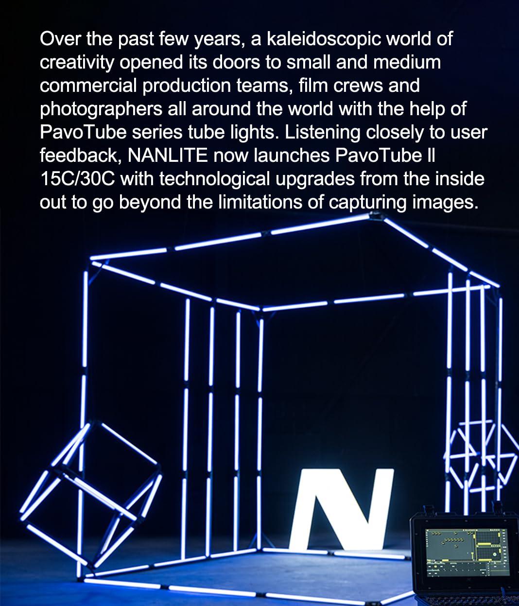NANLITE PavoTube II 6C LED RGB Tube, 2700K-7500K Ultra-Wide Color Temperature, 2.4GHz Wireless Control Portable Handheld Photography Lighting Stick