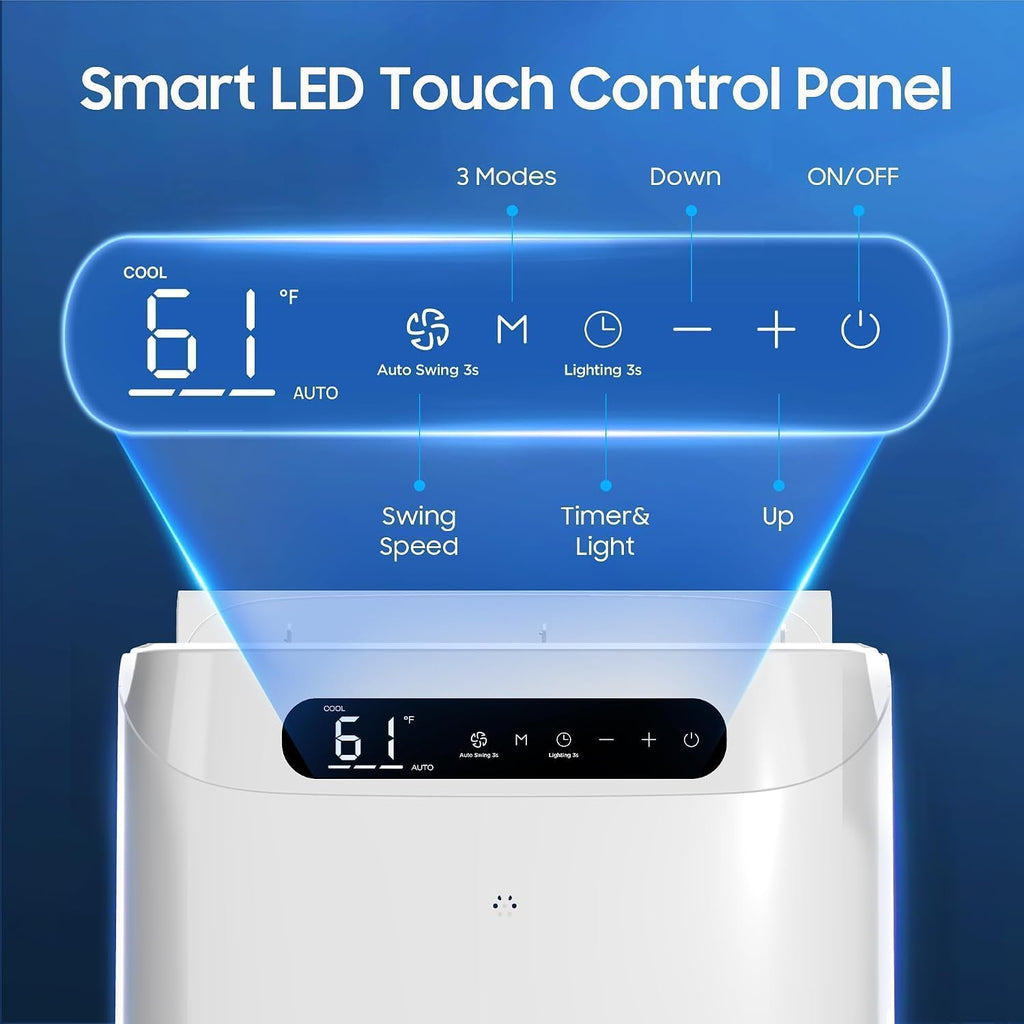 14000 BTU Portable Air Conditioners with Heater,Cools Up to 700 Sq.Ft, Quiet Portable AC Unit with Remote Control & Installation Kits for Large Rooms,White