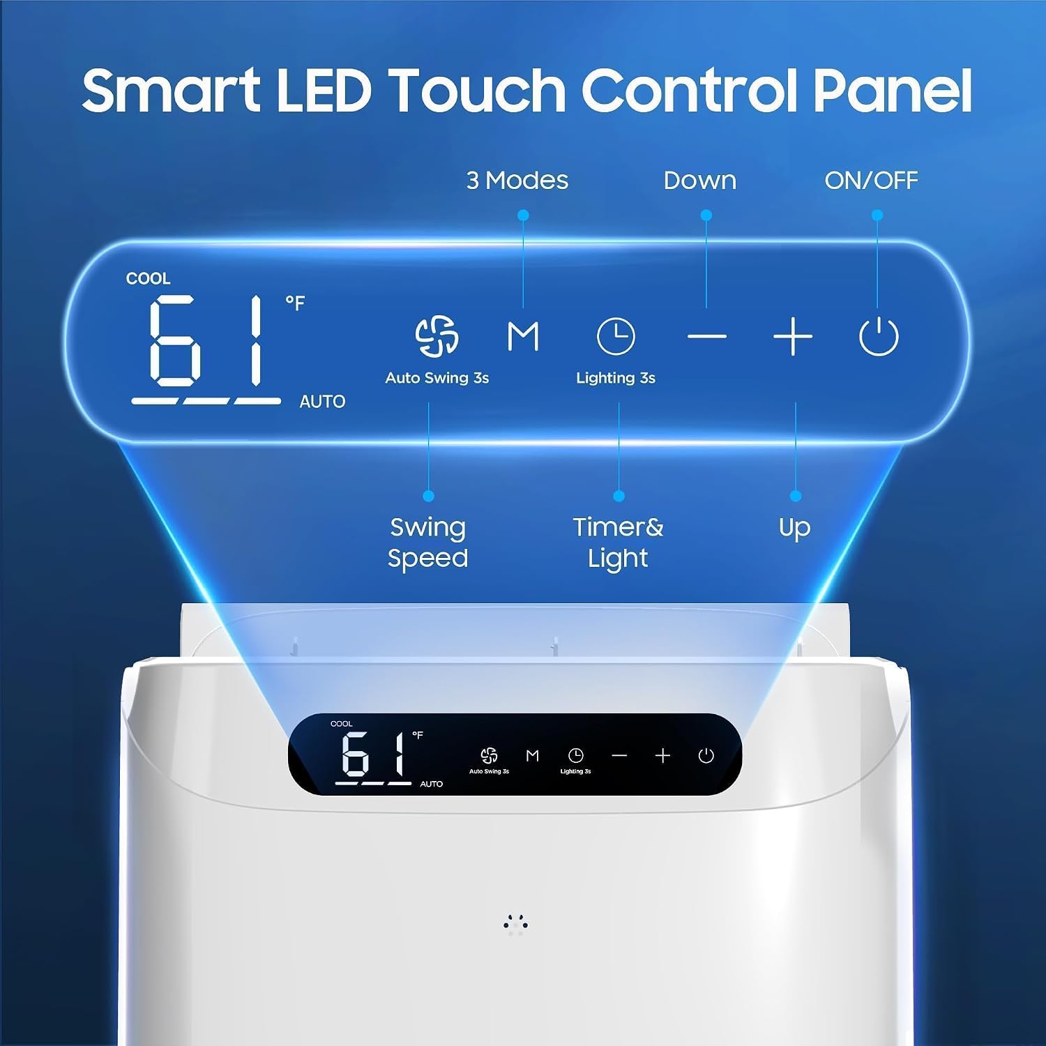 14000 BTU Portable Air Conditioners with Heater,Cools Up to 700 Sq.Ft, Quiet Portable AC Unit with Remote Control & Installation Kits for Large Rooms,White