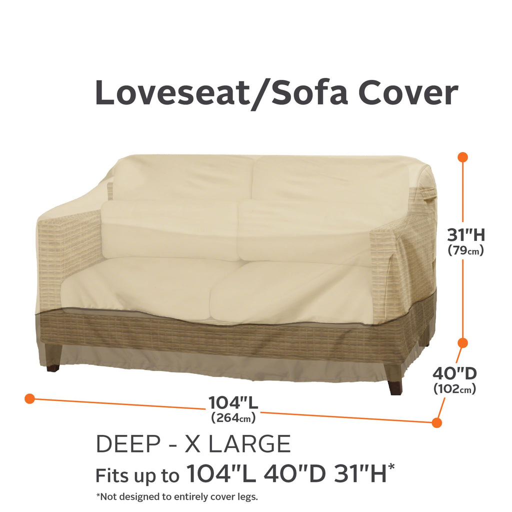 Classic Accessories Veranda Water-Resistant 58 Inch Deep Seated Patio Sofa/Loveseat Cover, Patio Furniture Covers
