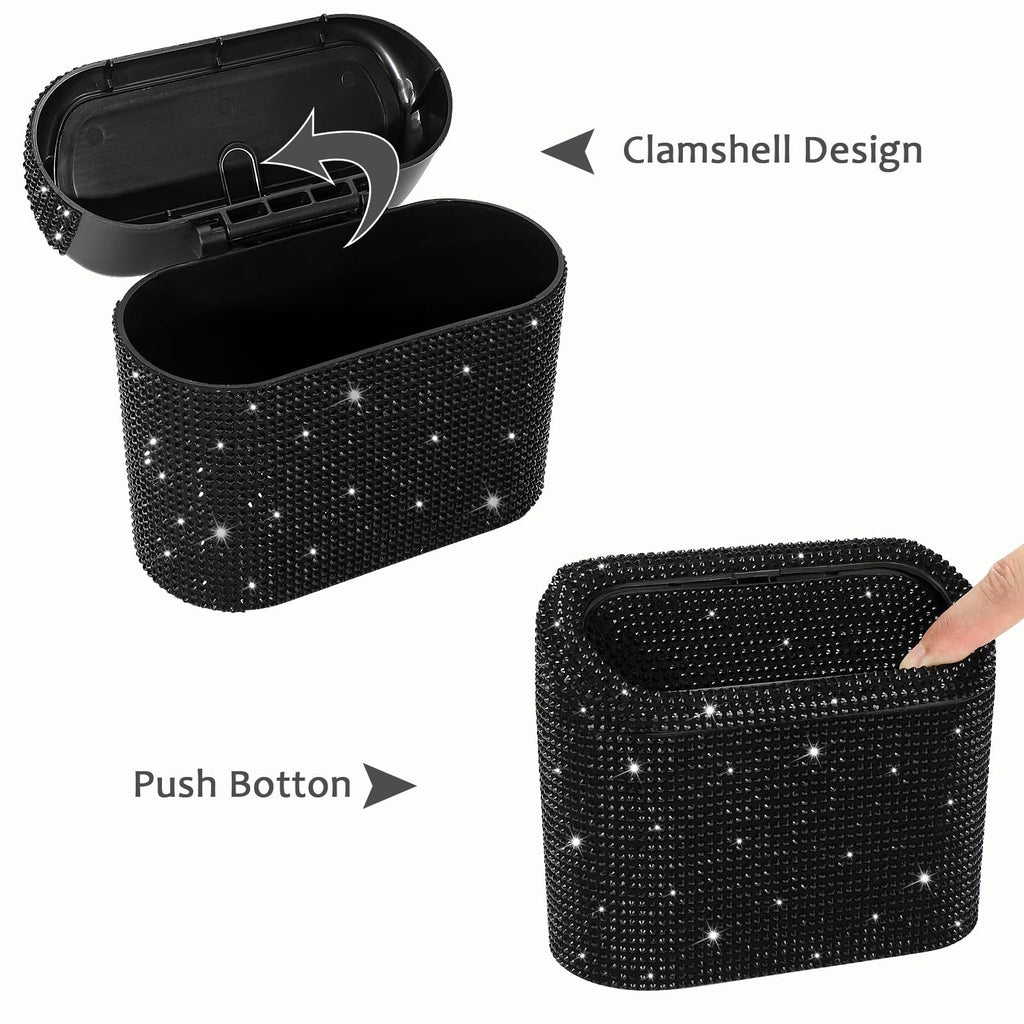 Accmor Car Trash Can with Lid, Mini Auto Dustbin Garbage Organizer with 30 Pcs Plastic Trash Bag, Automotive Garbage Container Bin for Vehicle, Home, Office