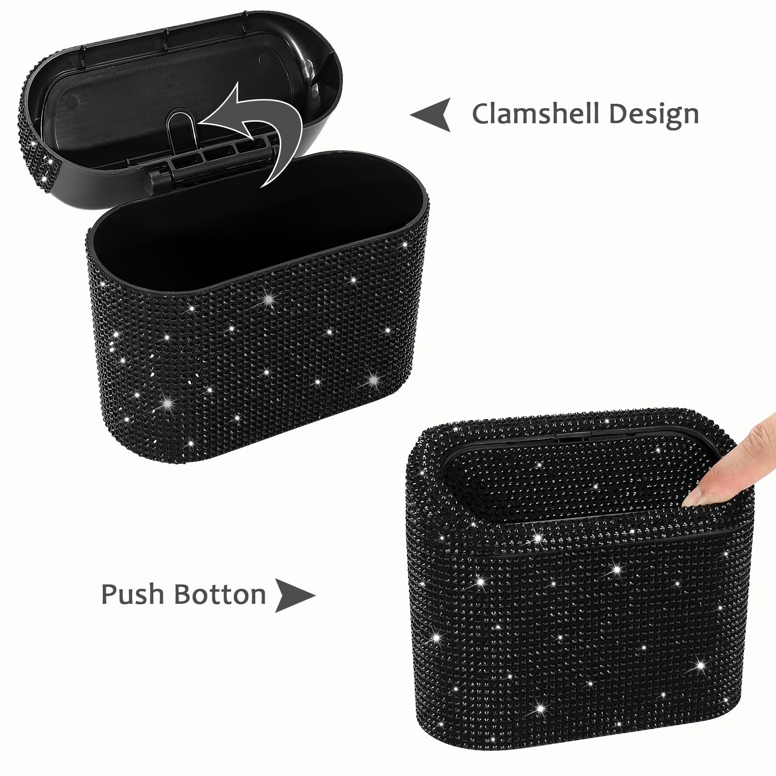 Accmor Car Trash Can with Lid, Mini Auto Dustbin Garbage Organizer with 30 Pcs Plastic Trash Bag, Automotive Garbage Container Bin for Vehicle, Home, Office