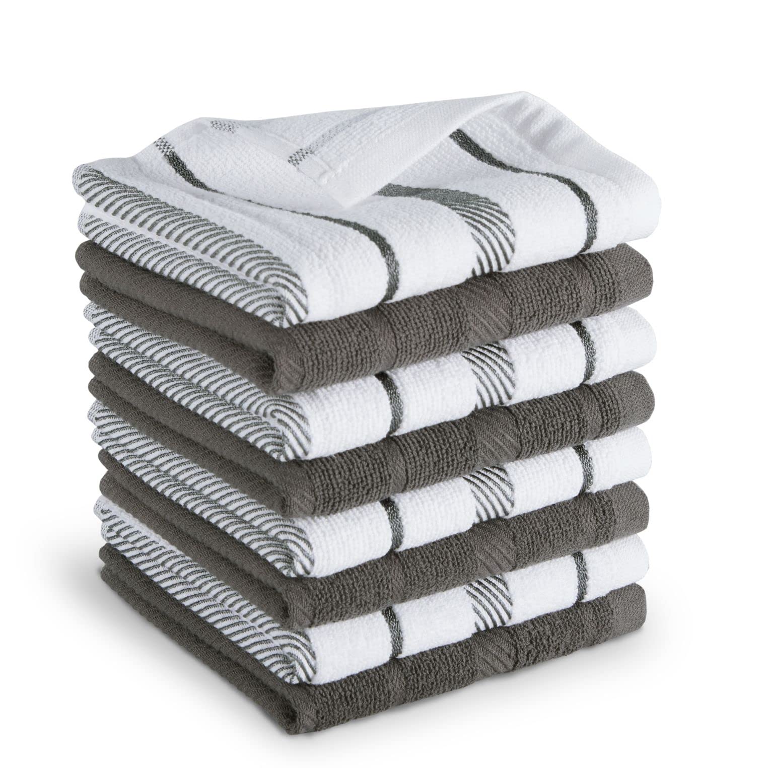 KitchenAid Albany Dishcloth 8 Pack Set, Aqua Sky/White, 12"x12"