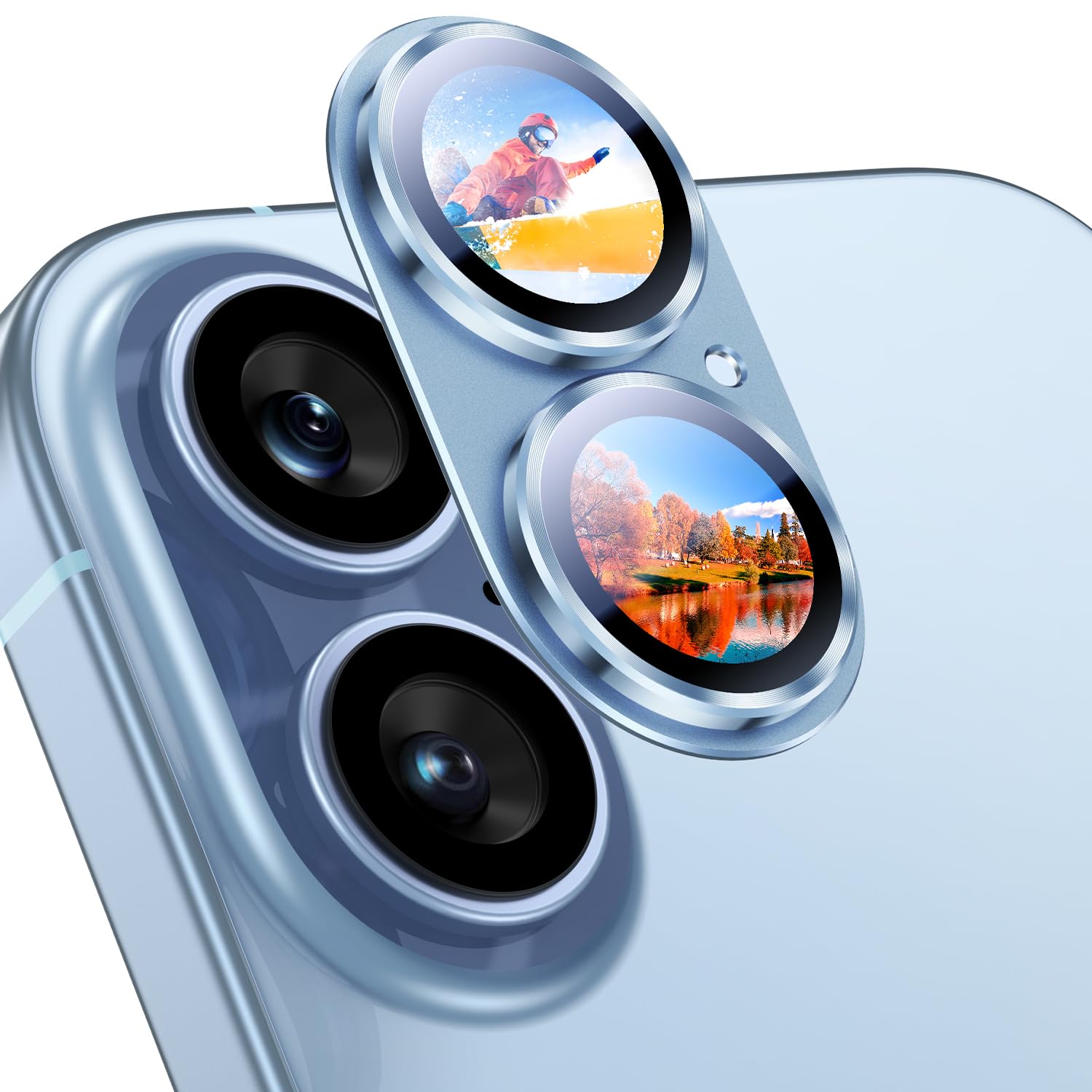Uyiton Compatible with iPhone 17 Camera Lens Protector - [Not Easy to Break][Strong Adsorption][Case-Friendly] Metal Tempered Glass Rear Camera Screen Cover - Black