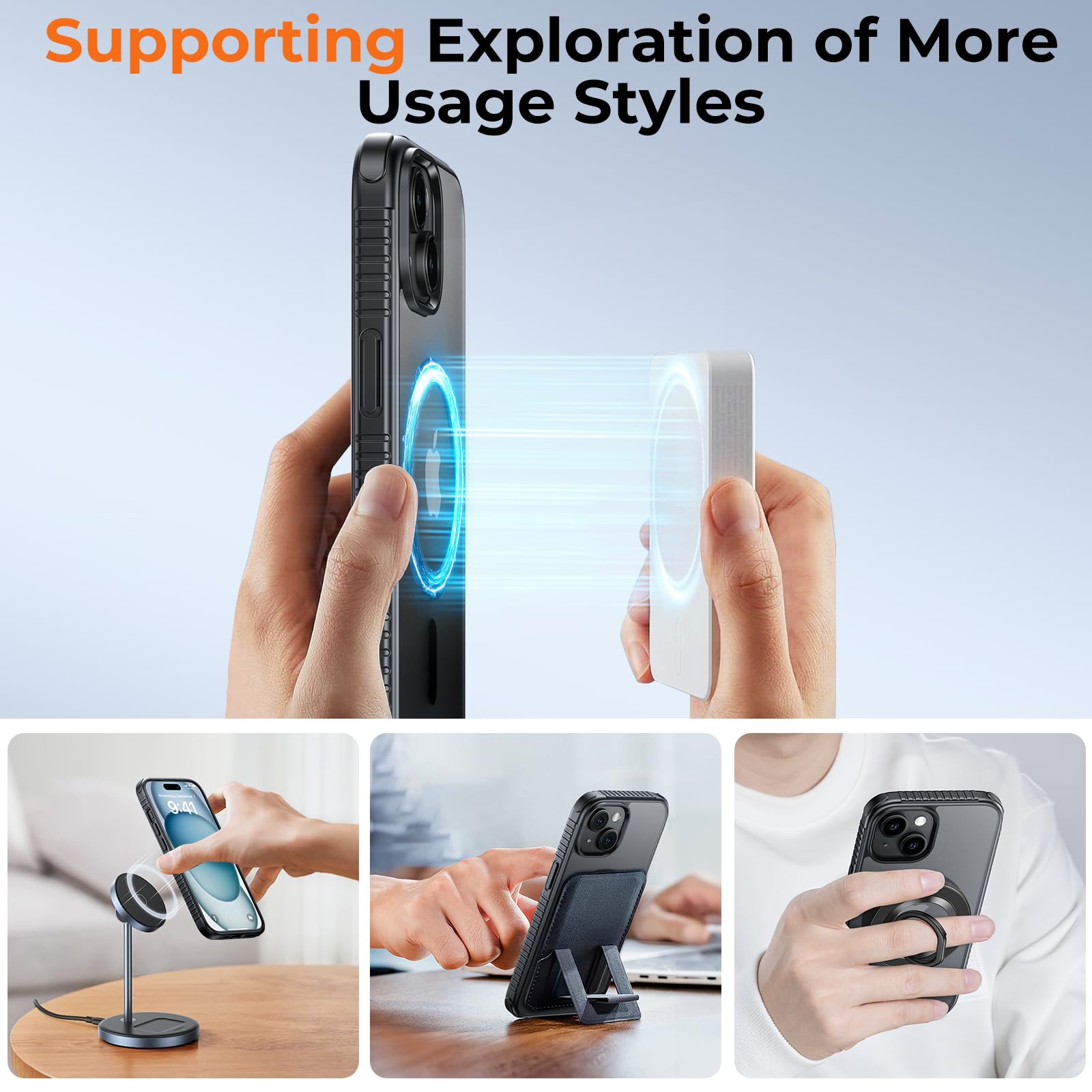 UNBREAKcable Case for iPhone 14 & iPhone 13, [Compatible with MagSafe] [Military Grade Shockproof] [Non-Slip] Translucent Matte Back and Soft TPU Edge Protective Case for iPhone 14/13 6.1", Black