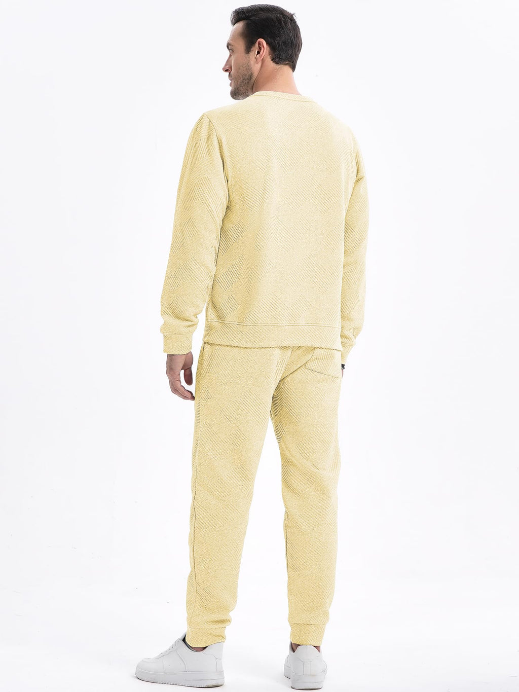 JMIERR Men's 2 Piece Outfits Knit Jacquard Pullover Sweatshirt Tracksuit & Joggers Sweatpants Sweatsuit Sets with Pockets