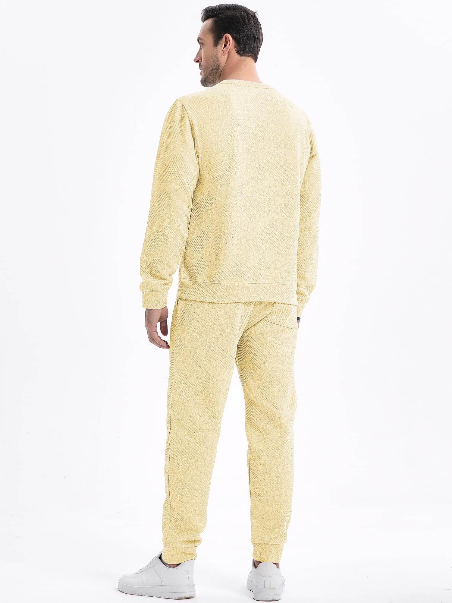 JMIERR Men's 2 Piece Outfits Knit Jacquard Pullover Sweatshirt Tracksuit & Joggers Sweatpants Sweatsuit Sets with Pockets