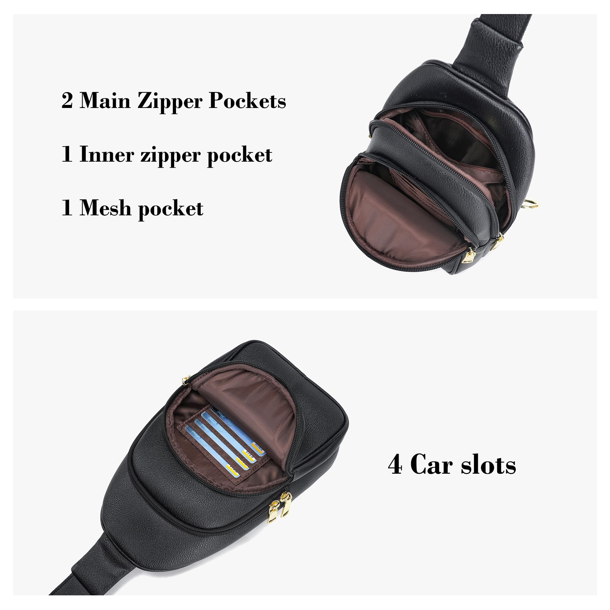 INICAT Small Crossbody Sling Bags Faux Leather Fanny Packs Purses for Women Everyday & Travel