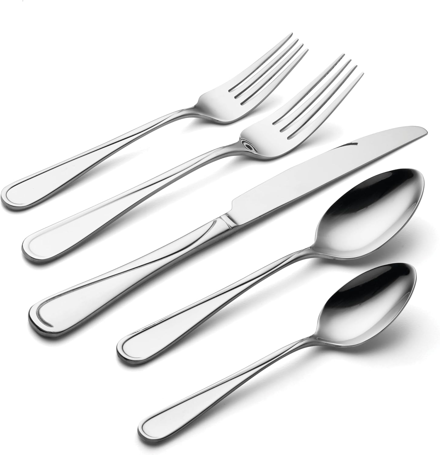 Oneida Silverware Set For 12, Soar 65-Piece Flatware Set with Serving Utensils, Service For 12, 18/0 Stainless Steel Silverware Set, Dishwasher Safe, Knives Spoons and Forks Set (Silver, 65 Piece)