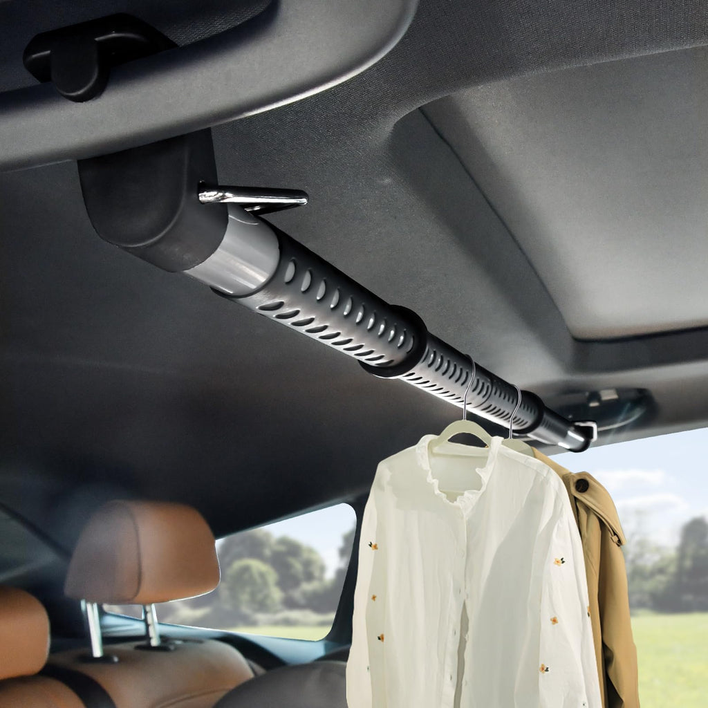 Car Clothes Hanger Bar, 30-63 Inches Expandable Heavy Duty Car Clothes Rack for Car Travel - Adjustable Clothes Storage Hanger Automotive Travel Hanging Rack for Most Cars,Trucks,SUVs,Road Travelers
