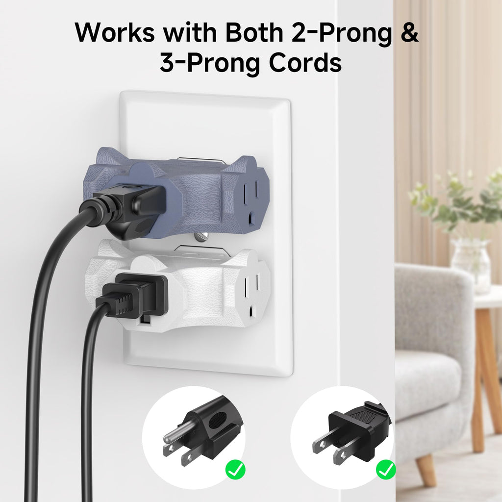 [ETL Listed] Cable Matters 3-Pack 3 Way Plug Adapter 15A 1875W, 3 Prong 3 Outlet Adapter, Power Splitter Plug Outlet, 3 Way Electrical Splitter, Black