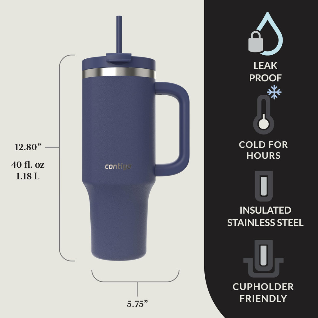 Contigo Streeterville 30oz Tumbler, Stainless Steel Vacuum Insulated, Leak-Proof, Cold for 29 Hours, Fits in cupholders, Licorice