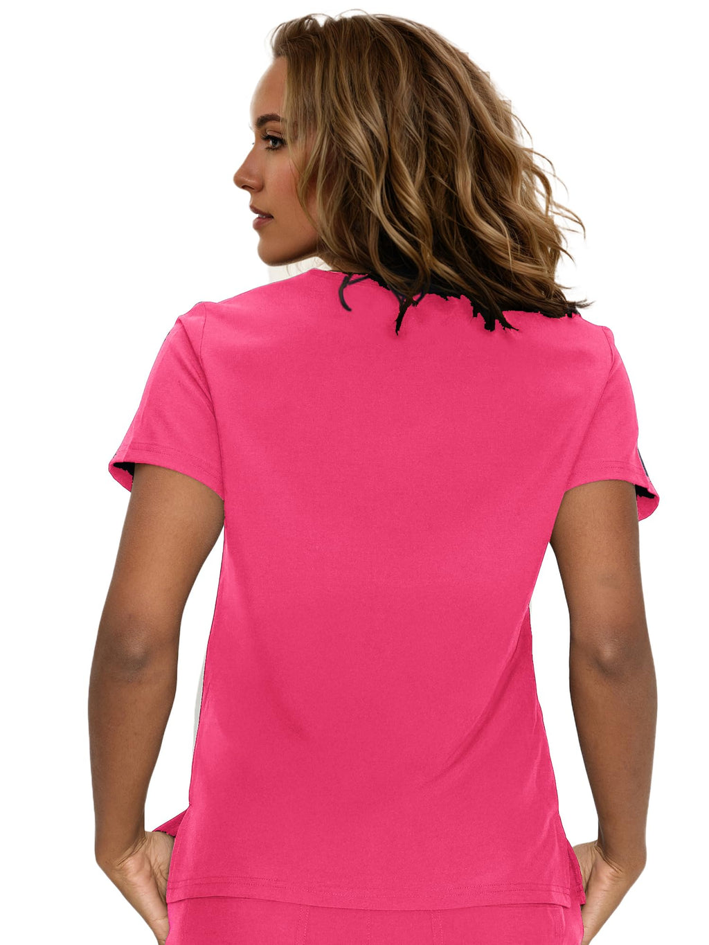floralhue Scrub Tops for Women, Curved V-Neck Scrub Tops with 3 Pockets, Soft Stretch, Easy Care