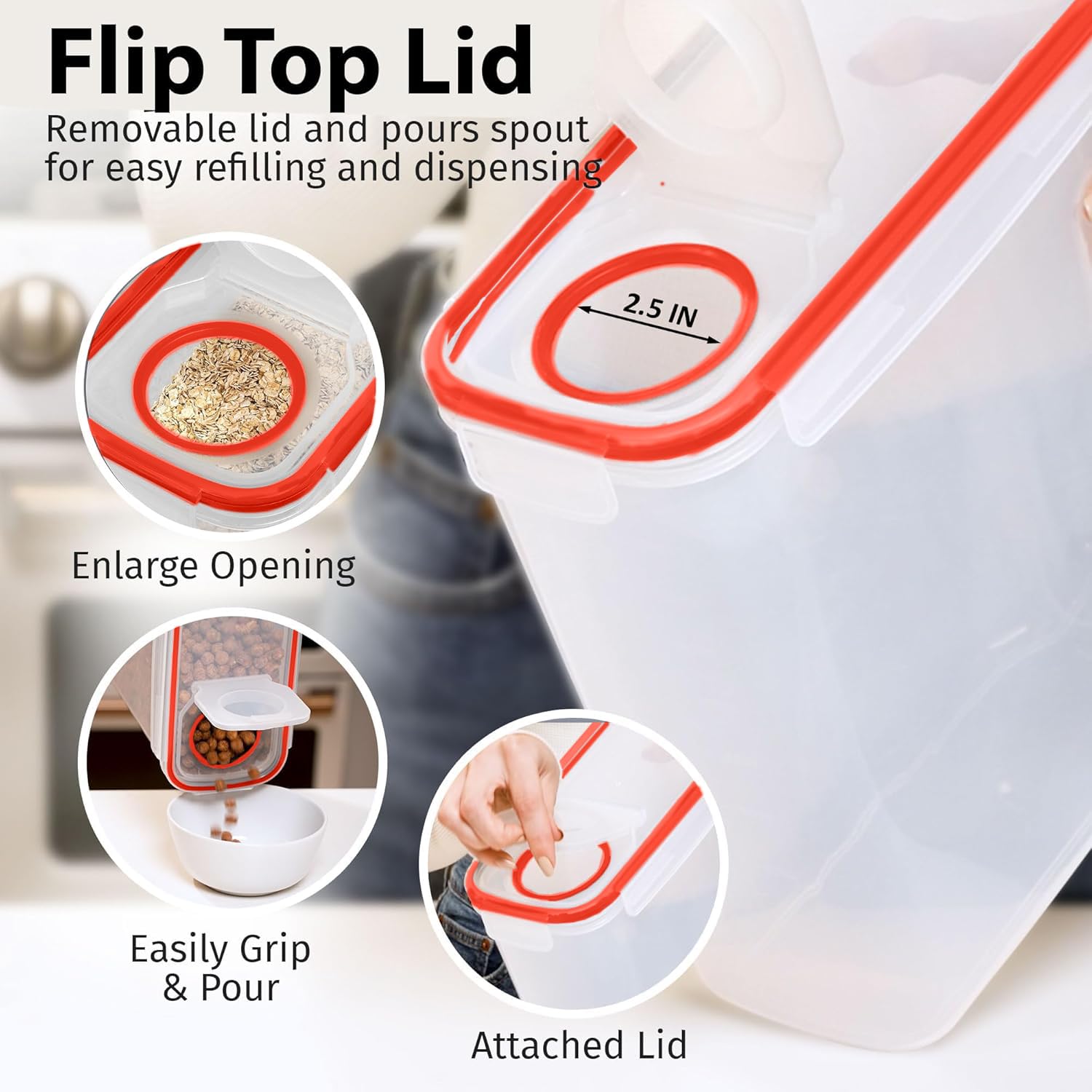 Shazo 2 Pack (6.3L / 213OZ) EXTRA Large Airtight Food Storage Cereal Containers for Bulk Food Storage BPA-Free Plastic Container, Pantry Organization and Canister for Rice, Pasta, Sugar & Flour