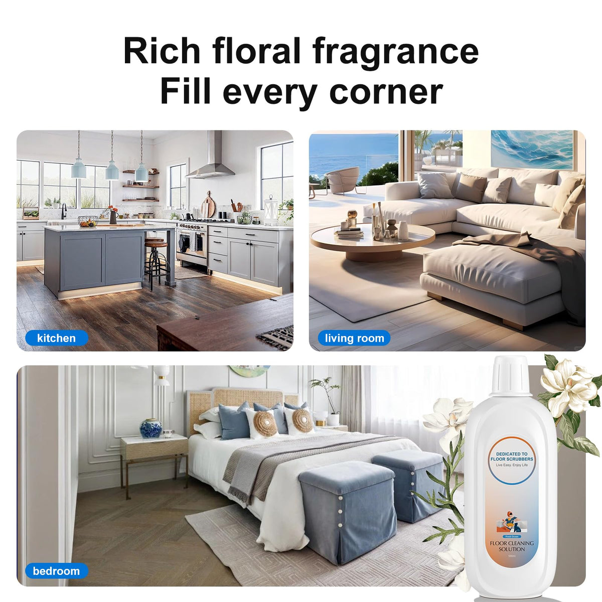 Floor Cleaning Solution Compatible With Tineco , Deep Cleans for Multiple Hard Floors, Suitable With All Robot Vacuums with Mopping and Cordless Wet/Dry Vacuum Mop Cleaner (Floral Fragrance 1 Bottle)