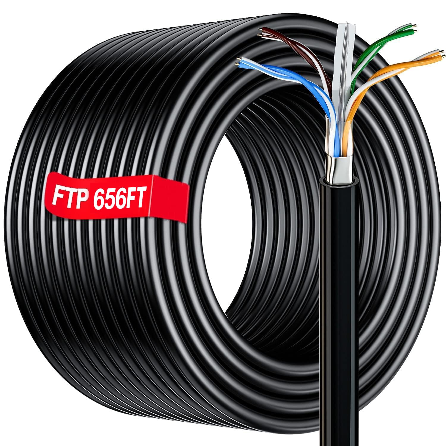 MEIPEK Cat 6 Shielded Ethernet Cable 10ft, Outdoor&Indoor Cat 6 Patch Cable, Heavy Duty 23AWG, High Speed, Weatherproof, UV Resistant Cat6 RJ45 LAN Network Cables for Gaming, Modem