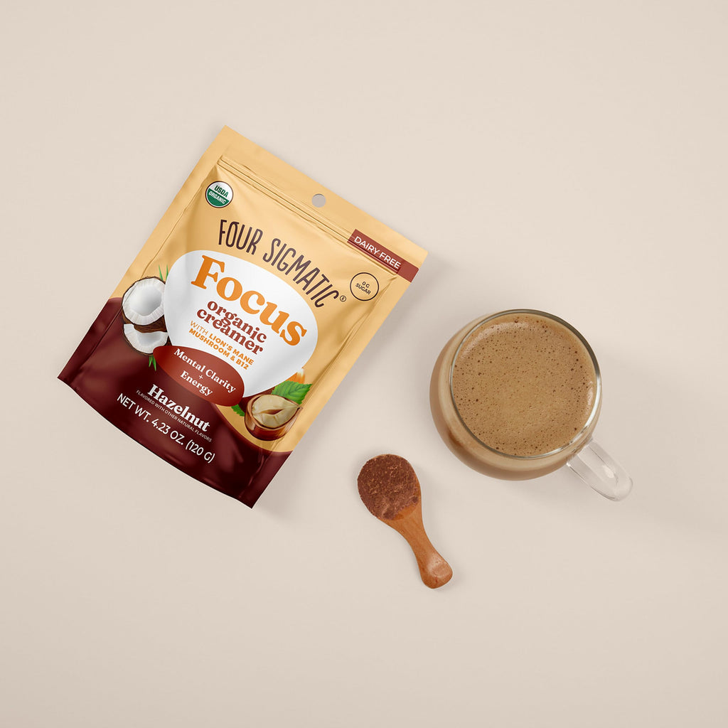 Four Sigmatic Focus Chocolate Coffee Creamer | Organic Non Dairy Coffee Creamer with Lion’s Mane and Vitamin B12 | Chocolate, 4.23 oz