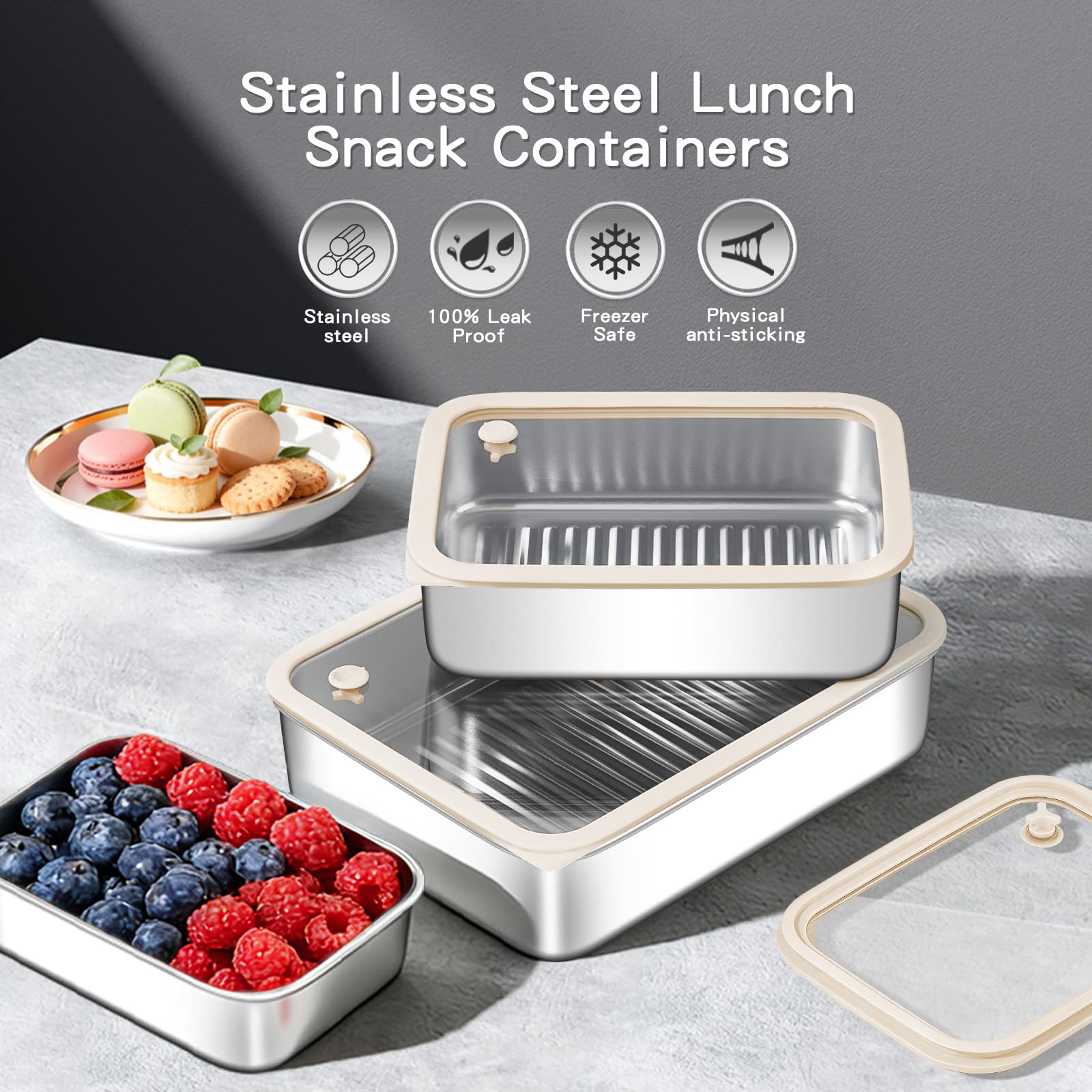 GIUOIDUO 10 Pack Stainless Steel Food Storage Containers with Leak-Proof Lids, 37oz Reusable Metal Meal Prep Lunch Boxes, Stackable, Dishwasher Safe for Snacks, Fruits & On-the-Go Meals, BPA-Free