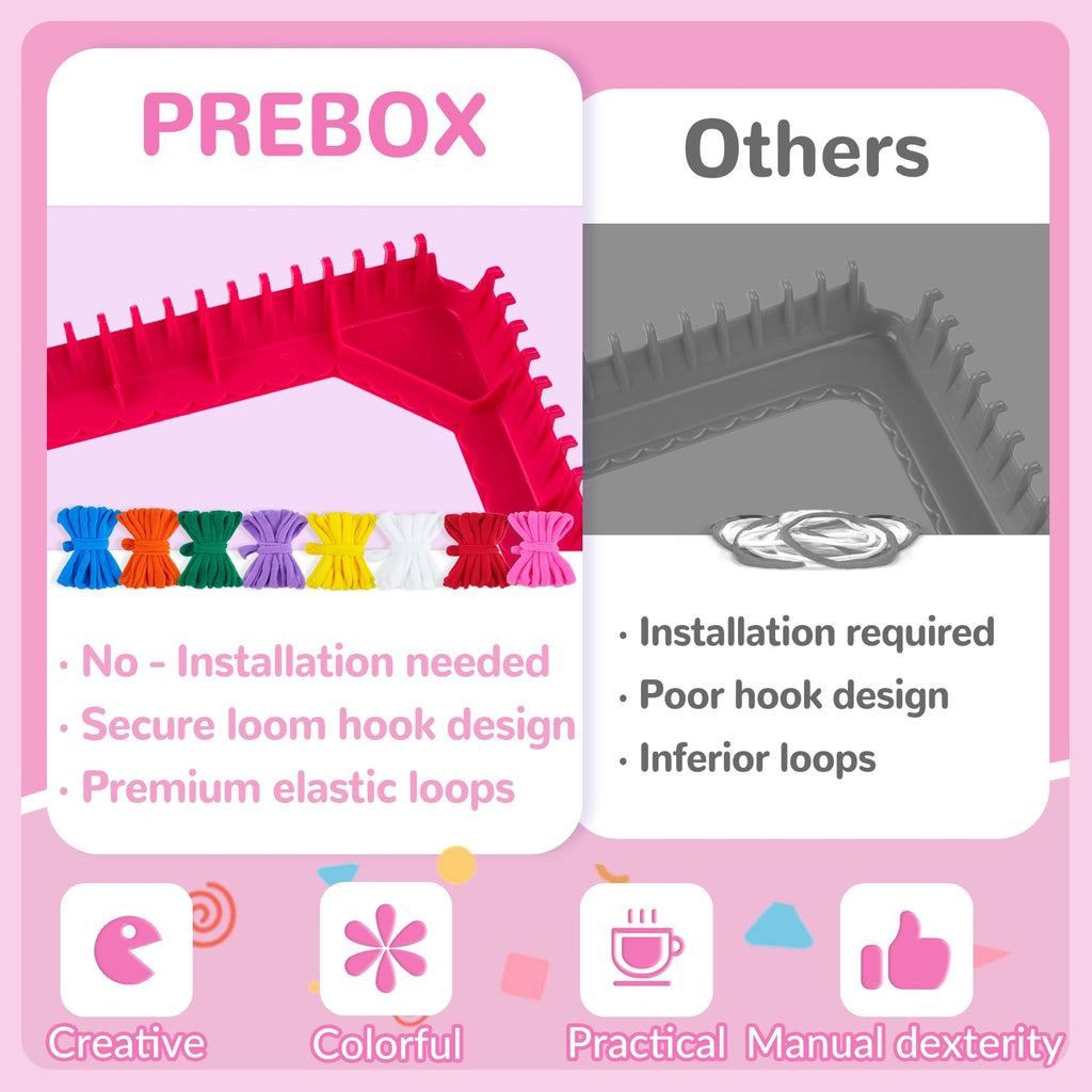 PREBOX 1000 PCS Weaving Loom Loops Refill, 10 Colors for 7 inch Potholder Loom, Craft Supplies for Kids and Beginners, Christmas & Birthday Gifts for Girls 6 7 8-10 10-12 Year Old