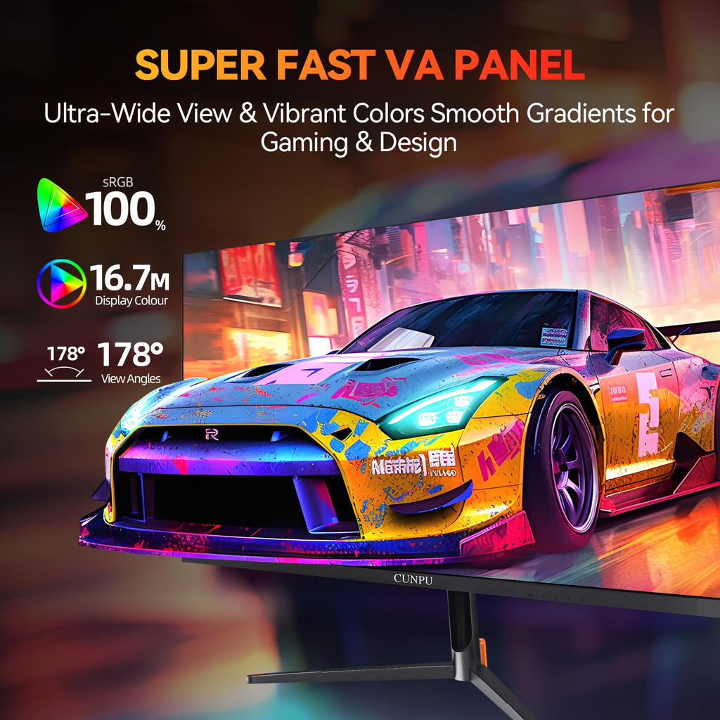 CUNPU 24 Inch 1080P 200Hz Gaming Monitor, FHD Fast IPS Panel, 124% sRGB 1ms HDR Zero-Frame Computer Monitor, Built-in Speaker, HDMI 2.1, DisplayPort 1.4, FreeSync & G-Sync, Tilt, VESA, Eye Care