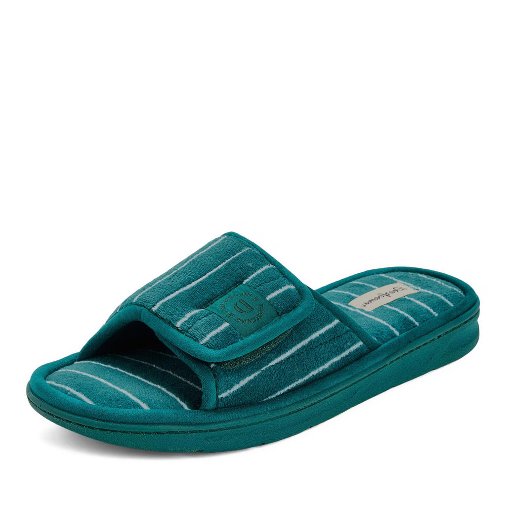 Dearfoams Men's Adjustable Indoor/Outdoor Memory Foam Machine Washable Summer Slide Slipper