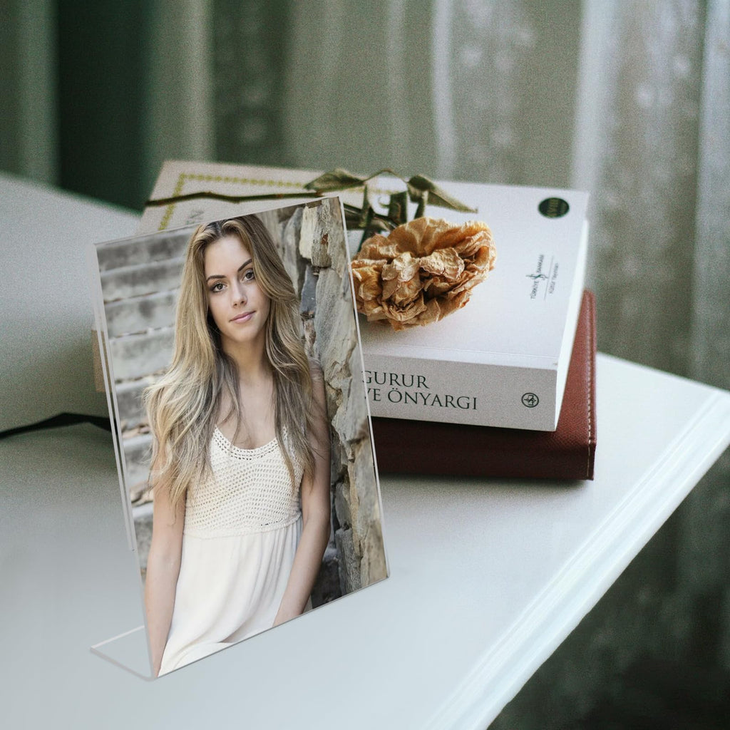4x4 Acrylic Picture Frames, Set Of 6 Clear Acrylic Frameless Gift for Desktop Display, Standing Picture or Display Sign Holder with Inserts for Home Office