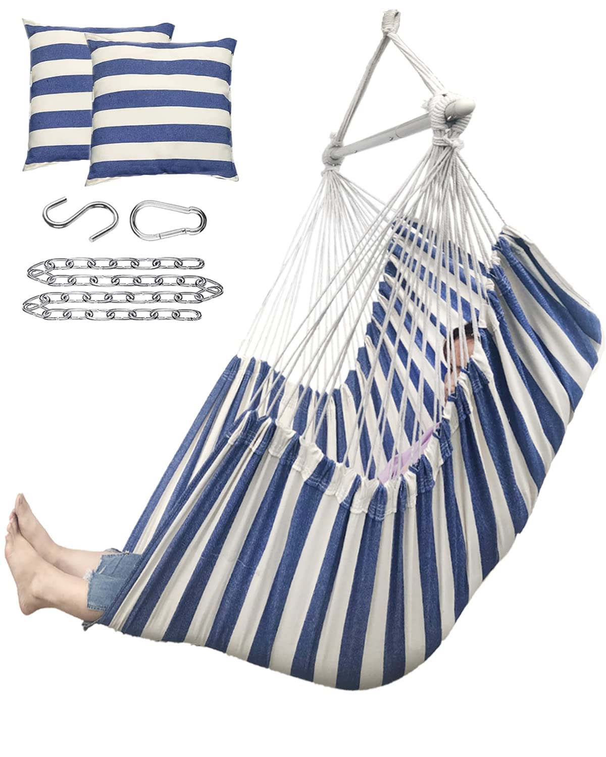 ADVOKAIR Hammock Chair Large 70.9"x47.2", 32% Bigger XXL Hanging Swing Chair with 500lbs Capacity, Heavy Duty Steel Spreader Bar, Extra Roomy Comfort for Adult Indoor Outdoor Bedroom Patio