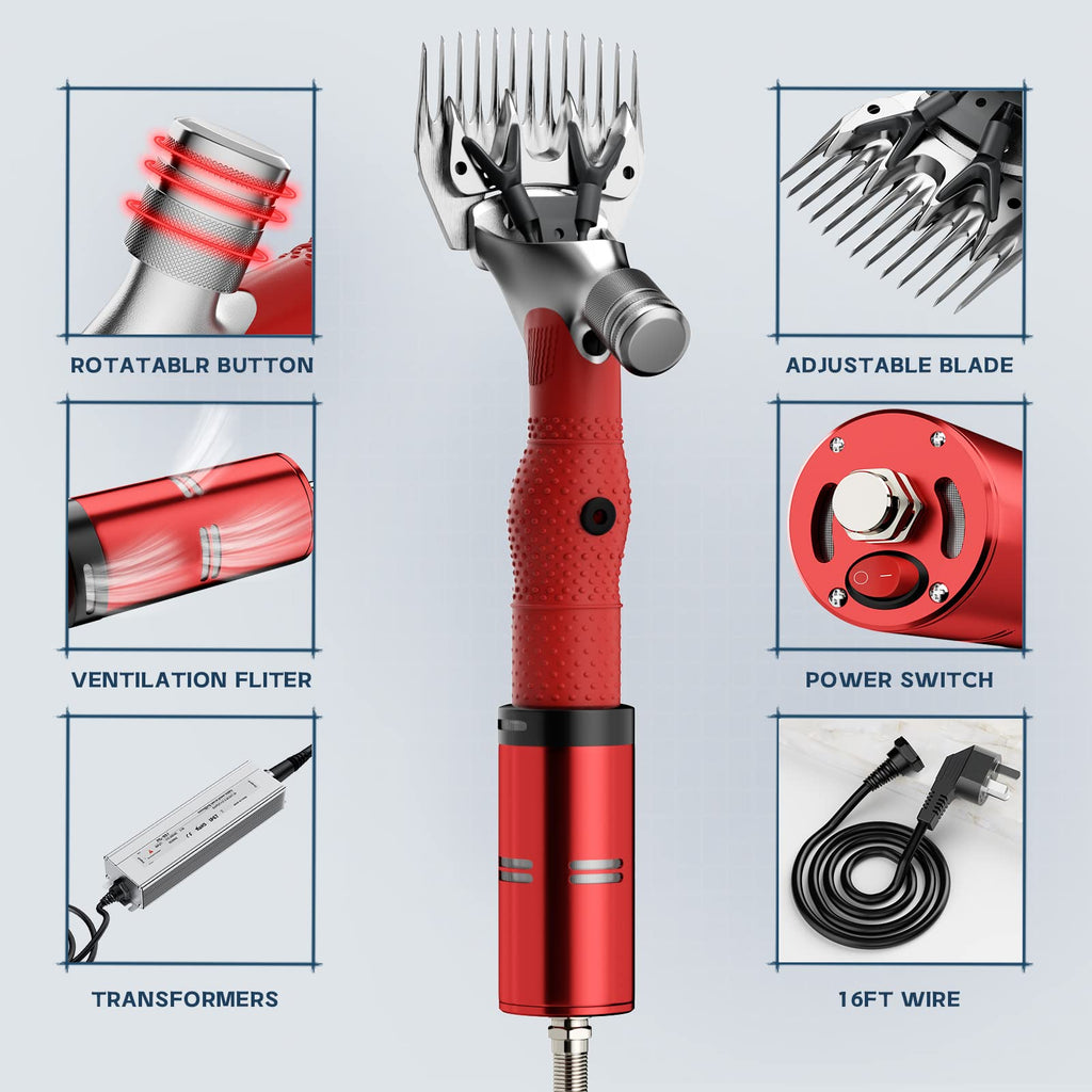 2026 Upgraded Sheep Shears 500W, Professional Electric Sheep Clippers, Farm Livestock Grooming Kit, 6 Speed Heavy Duty Electric Shears for Sheep Alpacas Goats Thick Coat Animals