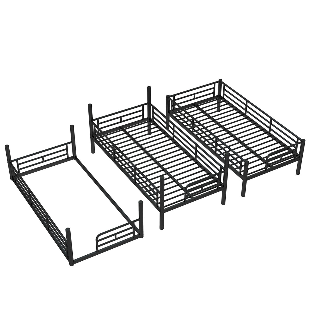 DNYN Twin Size Loft Bed with Desk & Storage Drawers& Table Set for Kids Bedroom,Covertible Twin-Over-Twin Bunkbeds Design,Easy Assemble & Space Saving & No Box Spring Needed,for Small Space, Black