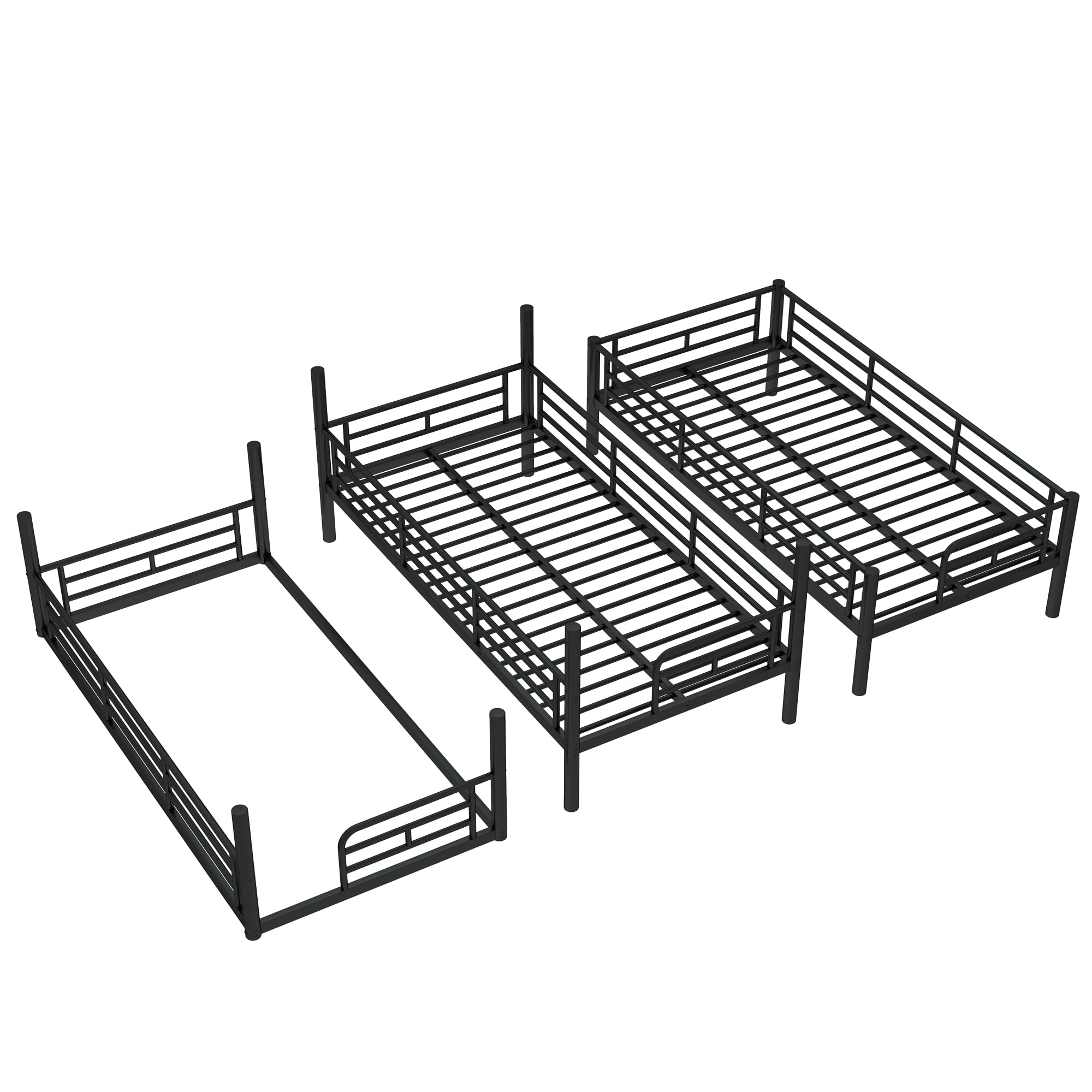 DNYN Twin Size Loft Bed with Desk & Storage Drawers& Table Set for Kids Bedroom,Covertible Twin-Over-Twin Bunkbeds Design,Easy Assemble & Space Saving & No Box Spring Needed,for Small Space, Black