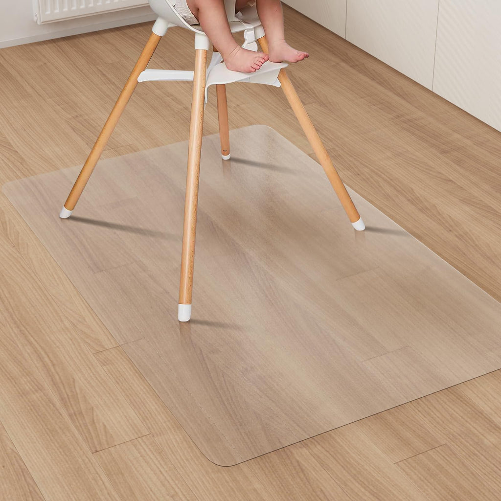 Area Floor Mat for Home, 3'×5' Black No Slip Waterproof Vinyl Area Rug for Hard Floor, Spill Resistant Floor Protector Cover for Kitchen, Easy Clean Splat Mat for Under High Chair
