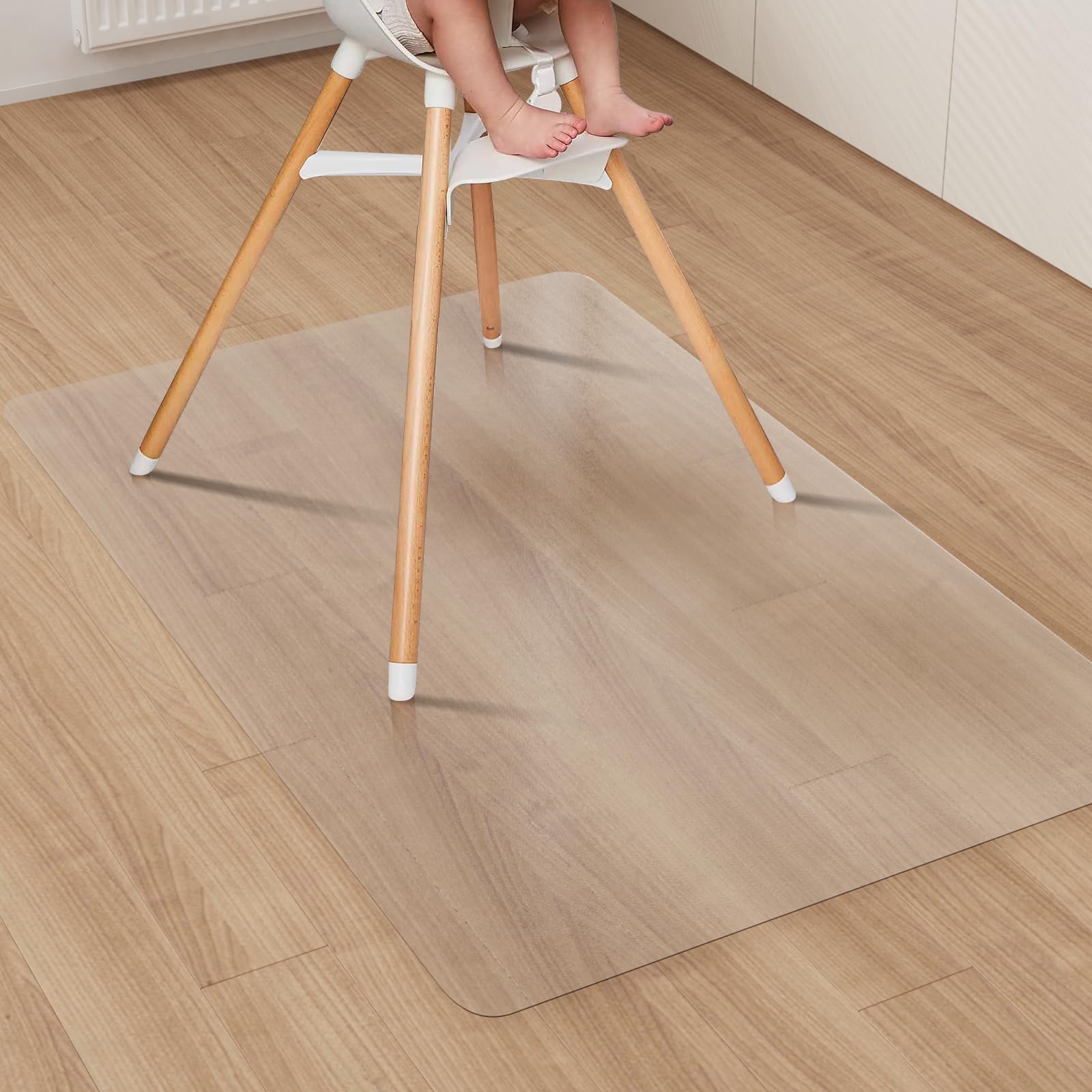 Area Floor Mat for Home, 3'×5' Black No Slip Waterproof Vinyl Area Rug for Hard Floor, Spill Resistant Floor Protector Cover for Kitchen, Easy Clean Splat Mat for Under High Chair
