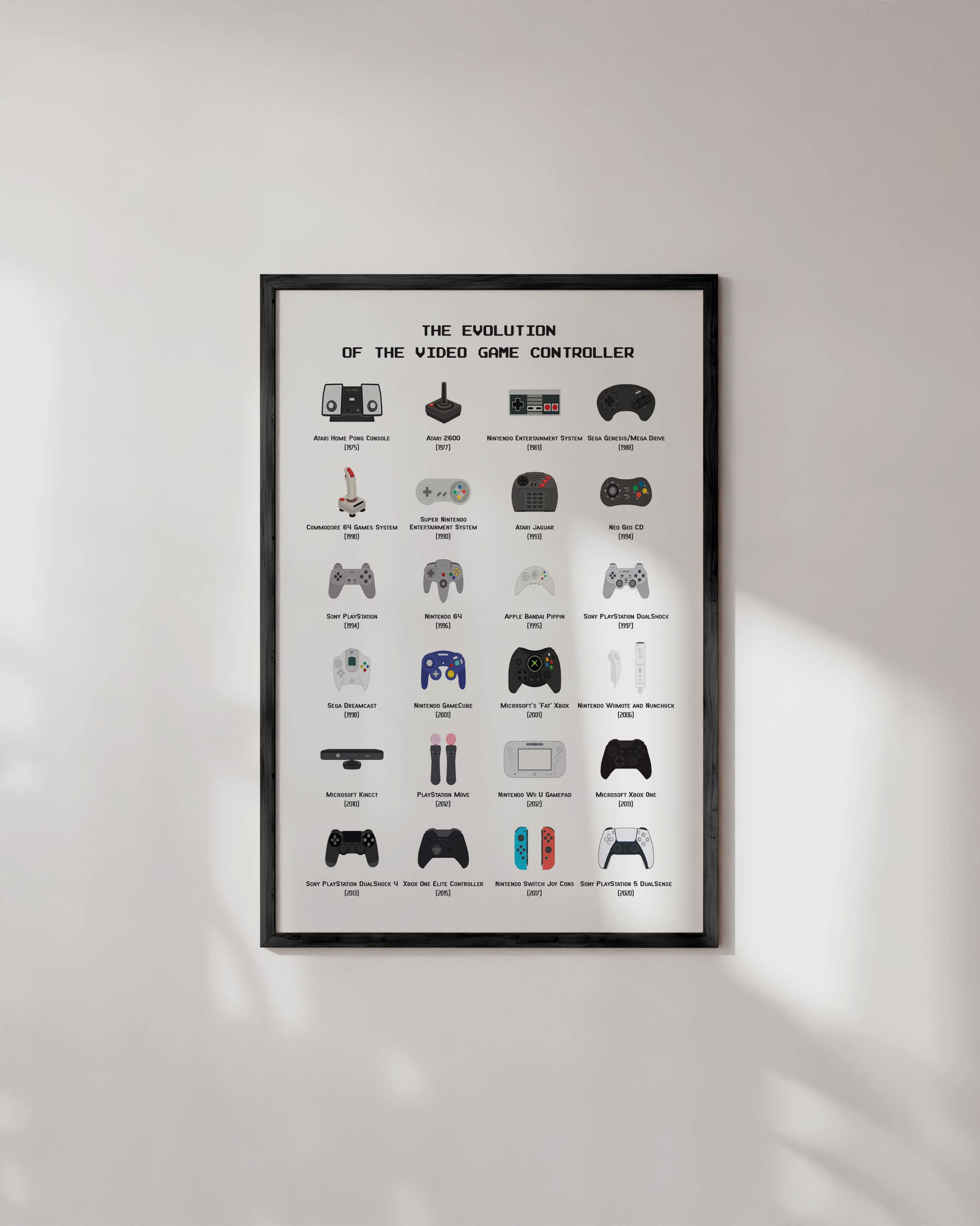 HAUS AND HUES Video Game Art, Video Game Posters for Boys Room, Gaming Room Decor for Boys Wall Decor, Gamer Wall Decor, Gaming Decorations (Beige Frame, 12x16)