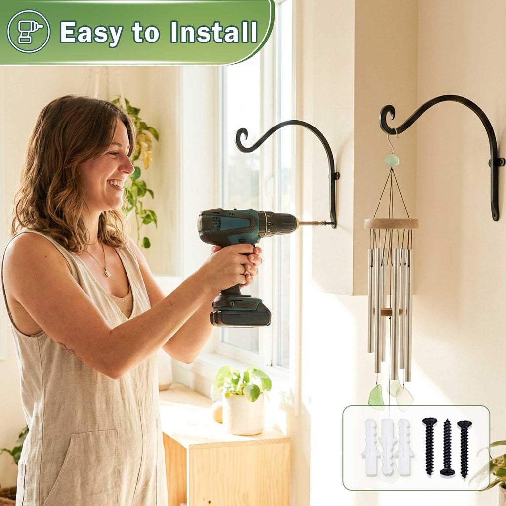 Qiang Ni Heavy-Duty Plant Hanger - 16 Inch 80lbs Metal Wall Mount Plant Bracket for Indoor Outdoor Hanging Bird Feeders, Flower Baskets, Lanterns